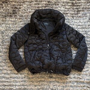 Black Quilted Circle-Pattern Puffer Jacket Size US Women’s 2